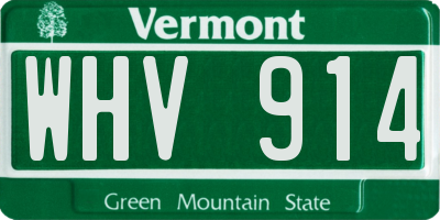 VT license plate WHV914