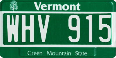 VT license plate WHV915