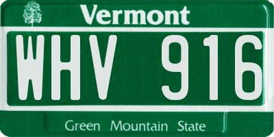 VT license plate WHV916