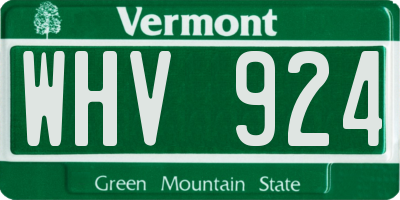 VT license plate WHV924