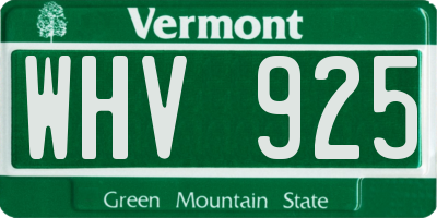 VT license plate WHV925