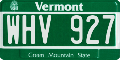 VT license plate WHV927