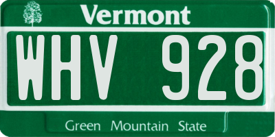 VT license plate WHV928