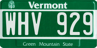 VT license plate WHV929