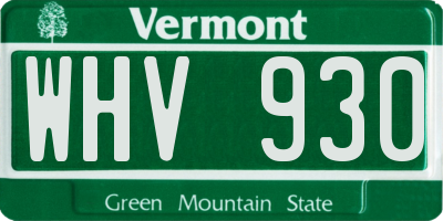 VT license plate WHV930