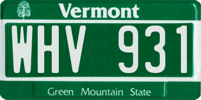VT license plate WHV931