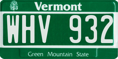 VT license plate WHV932