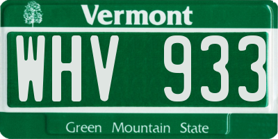 VT license plate WHV933