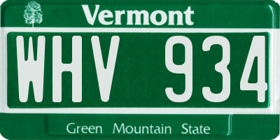 VT license plate WHV934