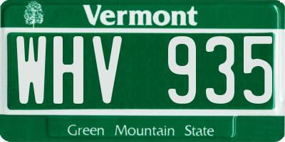 VT license plate WHV935