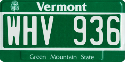 VT license plate WHV936