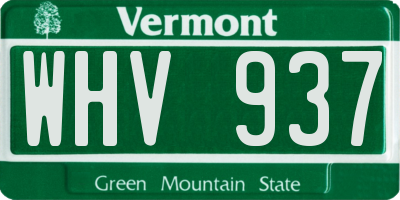 VT license plate WHV937