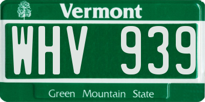VT license plate WHV939