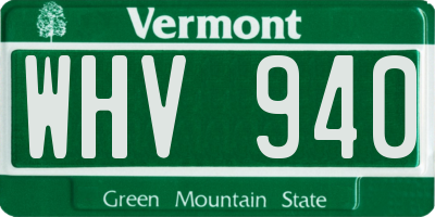 VT license plate WHV940