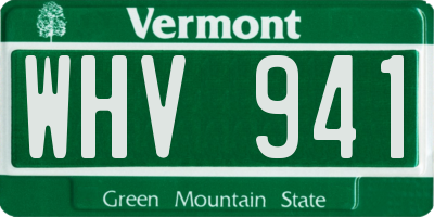 VT license plate WHV941