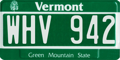 VT license plate WHV942