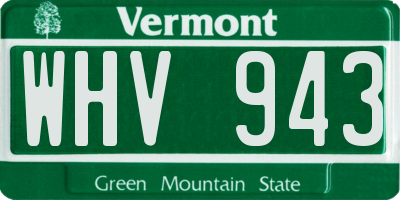 VT license plate WHV943