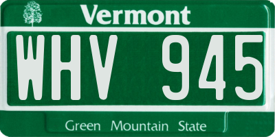 VT license plate WHV945