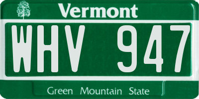 VT license plate WHV947
