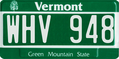 VT license plate WHV948