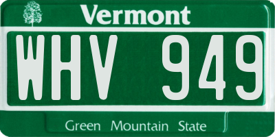 VT license plate WHV949