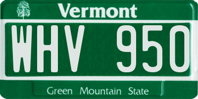 VT license plate WHV950