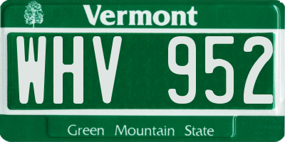 VT license plate WHV952