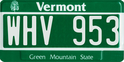 VT license plate WHV953
