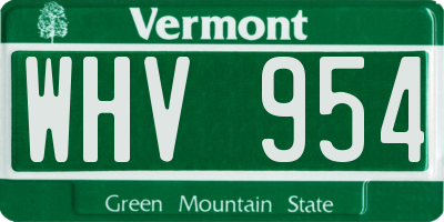 VT license plate WHV954