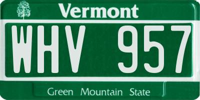 VT license plate WHV957