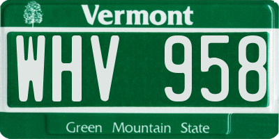 VT license plate WHV958