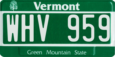 VT license plate WHV959