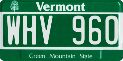 VT license plate WHV960