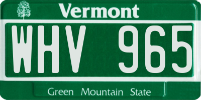VT license plate WHV965