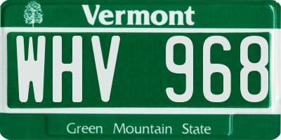 VT license plate WHV968