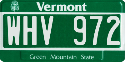 VT license plate WHV972