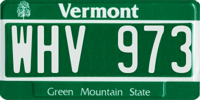 VT license plate WHV973