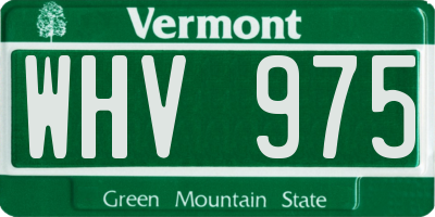 VT license plate WHV975