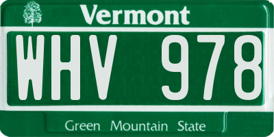 VT license plate WHV978