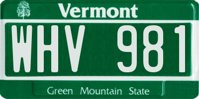 VT license plate WHV981