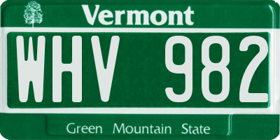 VT license plate WHV982