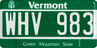 VT license plate WHV983