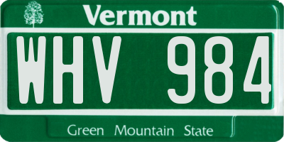 VT license plate WHV984