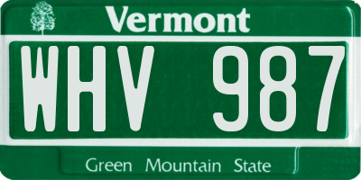 VT license plate WHV987