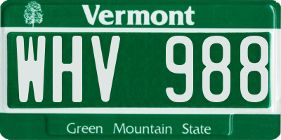 VT license plate WHV988