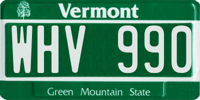 VT license plate WHV990