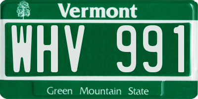 VT license plate WHV991