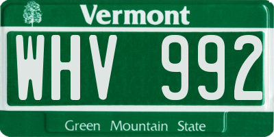 VT license plate WHV992