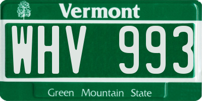 VT license plate WHV993