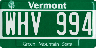 VT license plate WHV994